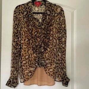 Oscar Delta, leopard long sleeve shirt with tank underneath size 16